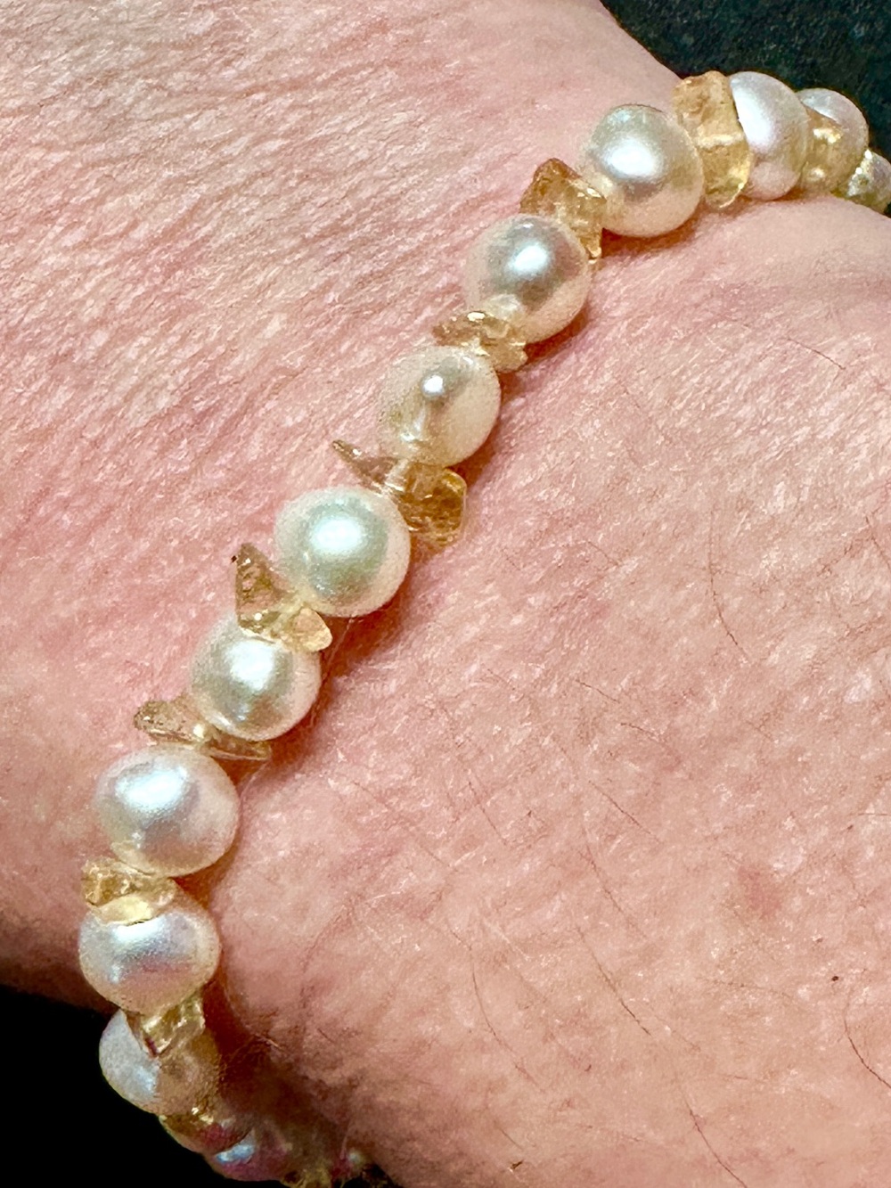 Freshwater Pearl and Citrine Stretch Bracelet